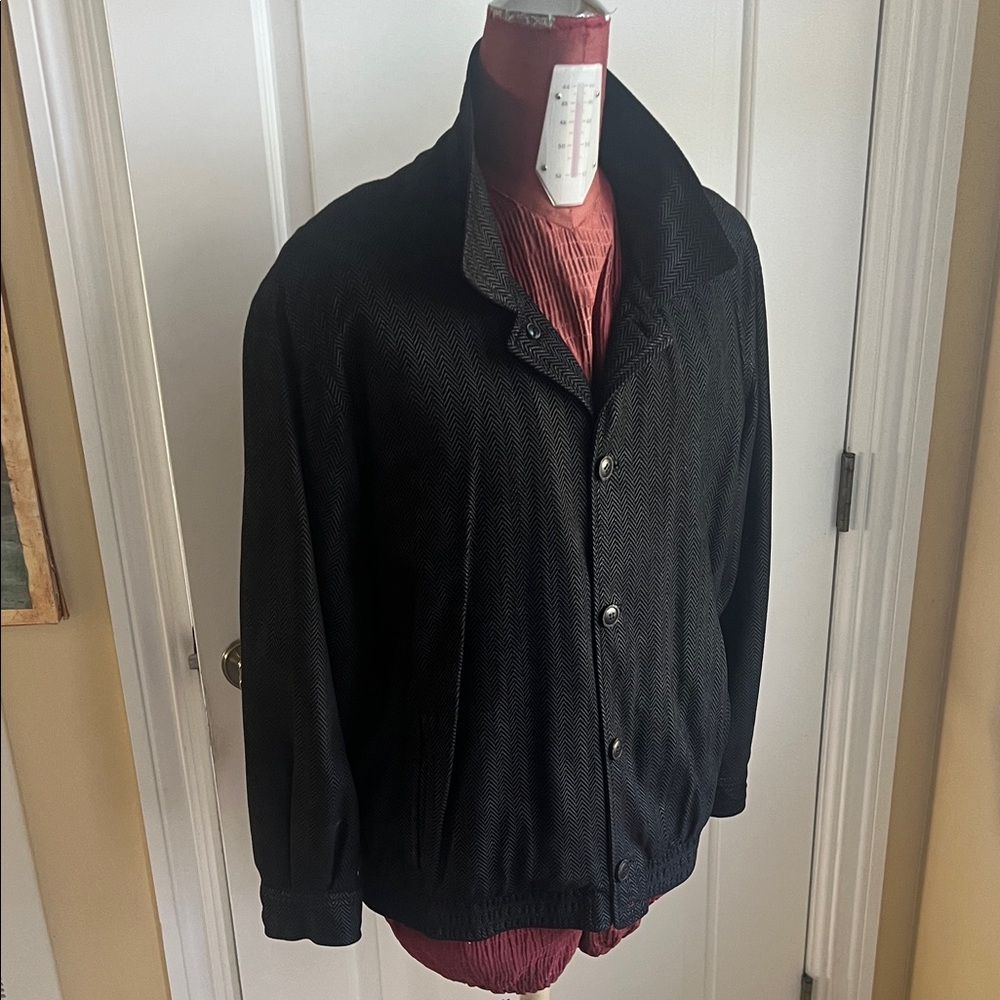 Men’s Jacket - Vintage Circa 1980’s- Black Herringbone - Made in Italy